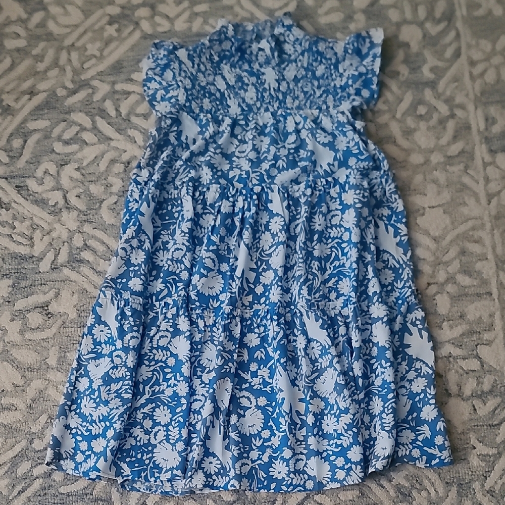 ODDY Blue and White Floral Casual Dress